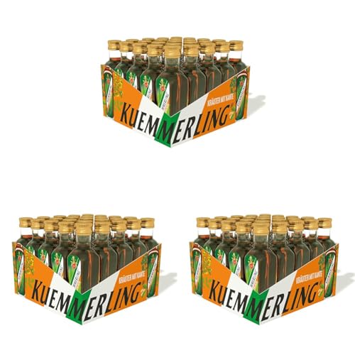 Kuemmerling Kräuterlikör, 25er Würfel (25x0,02l) 35% vol. - Der Halbbitterlikör mit Kultstatus!, auf Kräuterbasis, 25 Kleinflaschen sind praktisch zum Mitnehmen, super für Parties mit Freunden von Kuemmerling