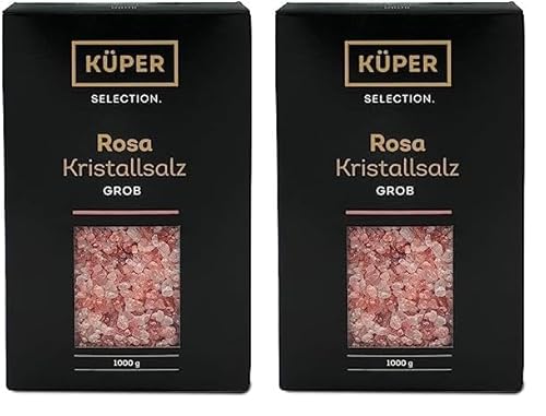 Küper Selection 1000g Kristallsalz rosa grob - grobes Salz für die Salzmühle - rosa Natursalz zum Würzen und Verfeinern (Packung mit 2) von Küper Selection