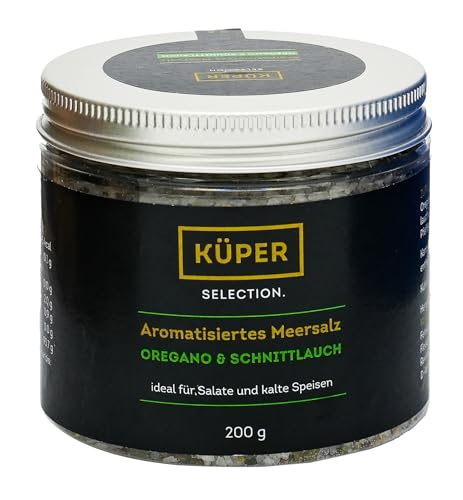 Küper Selection – 200g Aromatisiertes Meersalz mit 1,4% Oregano, 1% Schnittlauch, schwarzem Pfeffer und Knoblauch in grober Körnung von Küper Selection
