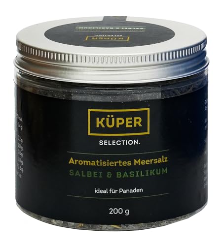 Küper Selection – 200g Aromatisiertes Meersalz mit 1,4% Salbei, 1% Basilikum, Rosmarin und Petersilie in grober Körnung von Küper Selection