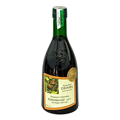 Kürbishof DEIMEL - 500 ml Original Steirisches Kürbiskernöl g.g.A. aus Österreich - Direkt vom Erzeuger - Jährlich prämiert Kürbishof DEIMEL - 500 ml Original Steirisches Kürbiskernöl g.g.A. aus Österreich - Direkt vom Erzeuger - Jährlich prämiert von Kürbishof DEIMEL