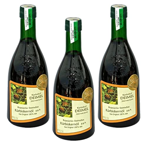 Kürbishof DEIMEL Steiermark/Austria - Sparangebot 3 x 500 ml - Original Steirisches Kürbiskernöl g.g.A. - Jährlich prämiert von Kürbishof DEIMEL