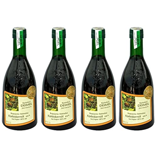 Kürbishof DEIMEL Steiermark/Austria - Sparangebot 4 x 500ml - Original Steirisches Kürbiskernöl g.g.A. - Jährlich prämiert von Kürbishof DEIMEL