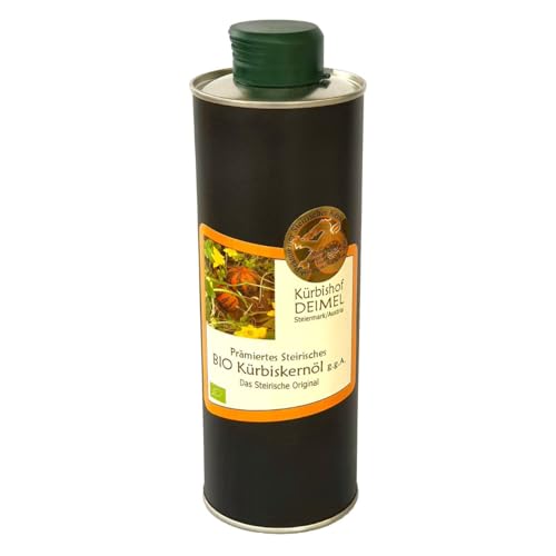 Kürbishof DEIMEL Steiermark/Austria - 500 ml Dose Original Steirisches BIO Kürbiskernöl - Jährlich prämiert Kürbishof DEIMEL Steiermark/Austria - 500 ml Dose Original Steirisches BIO Kürbiskernöl - Jährlich prämiert von Kürbishof DEIMEL