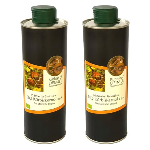 Kürbishof DEIMEL Steiermark/Austria - Sparangebot 2 x 500 ml Dose Original Steirisches BIO Kürbiskernöl - Jährlich prämiert Kürbishof DEIMEL Steiermark/Austria - Sparangebot 2 x 500 ml Dose Original Steirisches BIO Kürbiskernöl - Jährlich prämiert von Kürbishof DEIMEL
