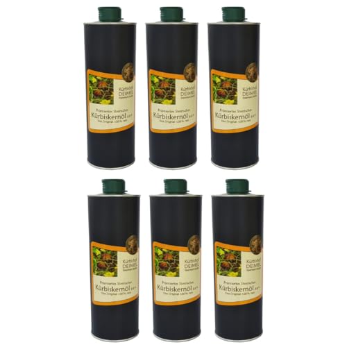 Kürbishof DEIMEL Steiermark/Austria - Sparangebot 6 x 1000 ml Dose - Original Steirisches Kürbiskernöl g.g.A. - Jährlich prämiert Kürbishof DEIMEL Steiermark/Austria - Sparangebot 6 x 1000 ml Dose - Original Steirisches Kürbiskernöl g.g.A. - Jährlich prämiert von Kürbishof DEIMEL