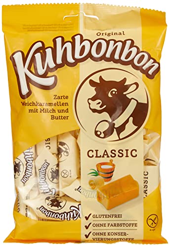 Kuhbonbon Classic – weiche Karamellbonbons aus süßem Karamell, zartschmelzende Toffee-Bonbons aus guter Butter, Milch und Zucker, glutenfrei, 200 gr von Kuhbonbon