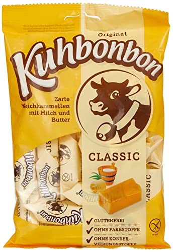 Kuhbonbon Classic – weiche Karamellbonbons aus süßem Karamell, zartschmelzende Toffee-Bonbons aus guter Butter, Milch und Zucker, glutenfrei, 200 gr Kuhbonbon Classic – weiche Karamellbonbons aus süßem Karamell, zartschmelzende Toffee-Bonbons aus guter Butter, Milch und Zucker, glutenfrei, 200 gr von Kuhbonbon