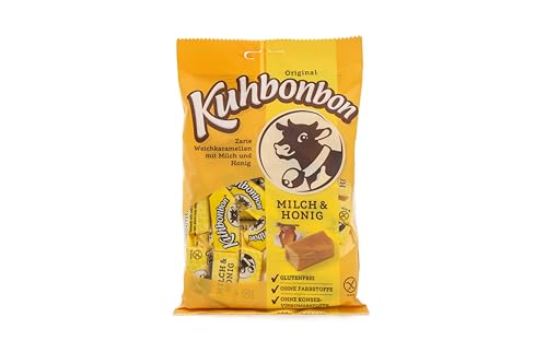Kuhbonbon Milch & Honig 200g – weiche Karamellbonbons aus süßem Karamell, zartschmelzende Toffee-Bonbons aus guter Butter, Milch und Honig, glutenfrei von Kuhbonbon