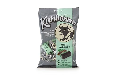 Kuhbonbon Mint-Lakritz 200g – weiche Karamellbonbons aus süßem Karamell, zartschmelzende Toffee-Bonbons aus guter Butter, Milch, Menthol und Lakritz, glutenfrei, 200 gr Kuhbonbon Mint-Lakritz 200g – weiche Karamellbonbons aus süßem Karamell, zartschmelzende Toffee-Bonbons aus guter Butter, Milch, Menthol und Lakritz, glutenfrei, 200 gr von Kuhbonbon