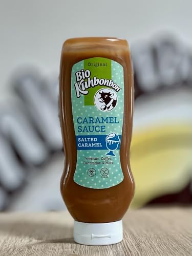 BIO Kuhbonbon Caramel Sauce Salted 250g – Leicht gesalzende Bio Karamellsauce mit MIlch, Butter und Fleur de Sel von Kuhbonbon