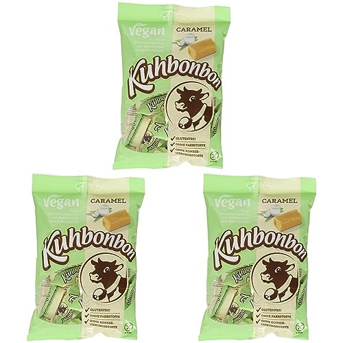 Kuhbonbon Vegan Caramel - Weichkaramellen mit Bio Kokosmilch und Kakaobutter - 165g (Packung mit 3) von Kuhbonbon