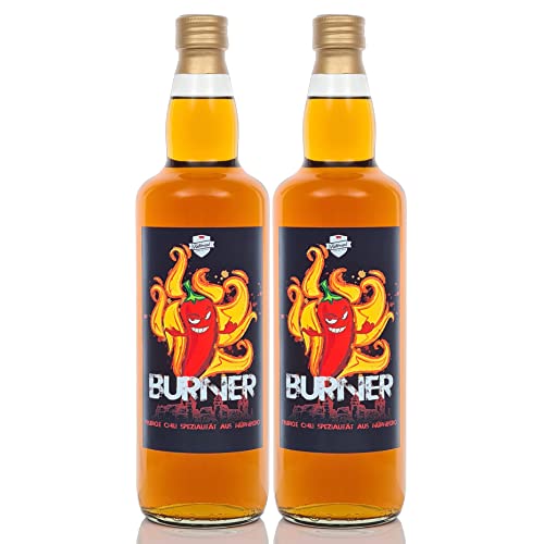 Burner ® 0,7 Liter 2 Flaschen Kultbrand Chili-Schoko Spezialität Nürnberg, Direkt vom Hersteller, Feuriger Chili-Schnaps Kakao Chilli 700 ml ähnlich Chili-Likör von Kultbrand