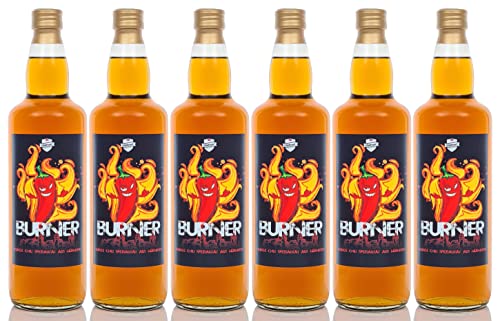 Burner ® 0,7 Liter 6 Flaschen Kultbrand Chili-Schoko Spezialität Nürnberg, Direkt vom Hersteller, Feuriger Chili-Schnaps Kakao Chilli 700 ml ähnlich Chili-Likör von Kultbrand