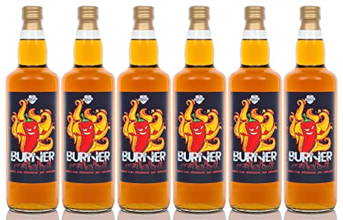 Burner ® 0,7 Liter 6 Flaschen Kultbrand Chili-Schoko Spezialität Nürnberg, Direkt vom Hersteller, Feuriger Chili-Schnaps Kakao Chilli 700 ml ähnlich Chili-Likör von Kultbrand