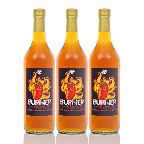 Burner ® 1,0 Liter 3 Flaschen Kultbrand Chili-Schoko Spezialität Nürnberg, Direkt vom Hersteller, Feuriger Chili-Schnaps Kakao Chilli 700 ml ähnlich Chili-Likör von Kultbrand