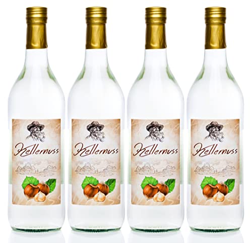 Kellernuss ® 1,0 Liter 4 Flaschen Kultbrand DLG Gold Haselnuss-Schnaps Nürnberg, Direkt vom Hersteller, allerfeinster und sensationeller Haselnussschnaps, Höchste Qualitäts Prinzipien à 1000 ml von Kultbrand