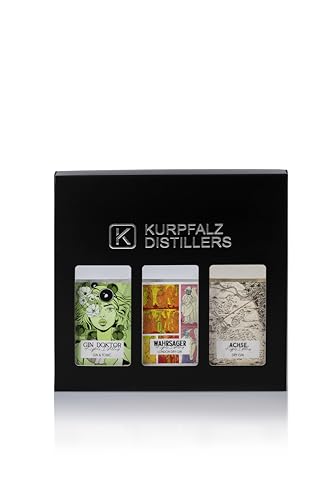 Exklusive Gin Entdeckungsreise: Kurpfalzdistillers 3er Geschenkset à 200 ml - Prämierte Gin-Spezialitäten für Kenner und Genießer - Elegante Geschenkbox mit International Ausgezeichneten Destillaten von Kurpfalz Distillers