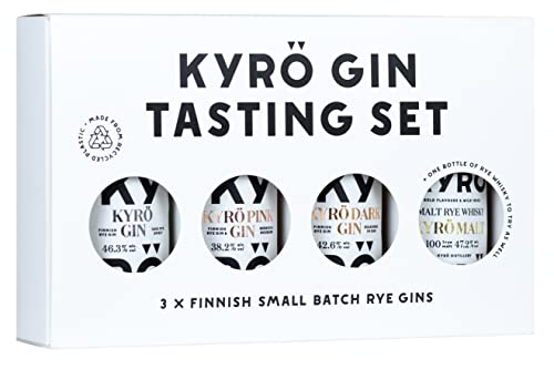 Kyrö | Tasting Set | 4 x 50 ml | Gin & Whisky aus 100% finnischem Roggen | Mit Aromen von frischen Botanicals von Kyrö