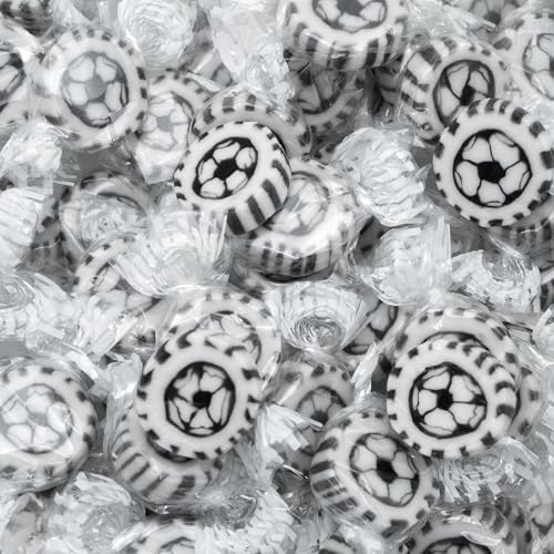 Fußball-Bonbons zum Kindergeburtstag, Fußball-Party 500g - handgewickelte Rocks-Bonbons mit Fußball - Tischdeko Nascherei Gastgeschenk (schwarz, weiß) - Fußballweltmeisterschaft von Kywië