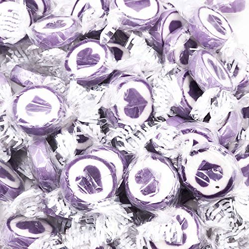 Herzbonbons zu Hochzeit Taufe Kommunion 500g Großpackung - handgewickelte Rocks-Bonbons mit Herz - Tischdeko, Nascherei, Gastgeschenke zur Hochzeit, Deko, Süßigkeiten - in Flieder von Kywië