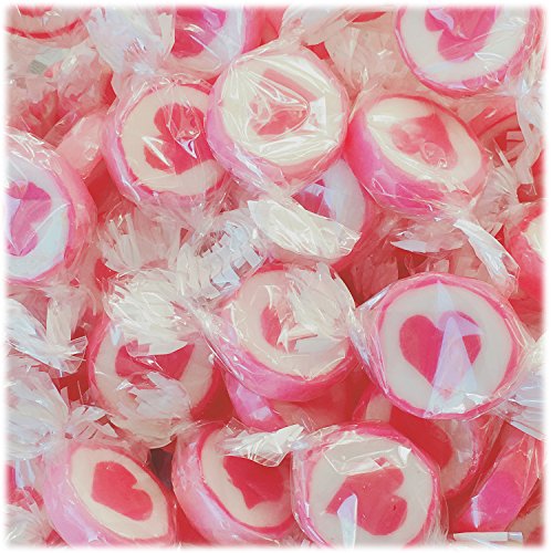 Herzbonbons zu Hochzeit Taufe Kommunion 500g Großpackung - handgewickelte Rocks-Bonbons mit Herz - Tischdeko, Nascherei, Gastgeschenke zur Hochzeit, Deko, Süßigkeiten - in Pink von Kywië