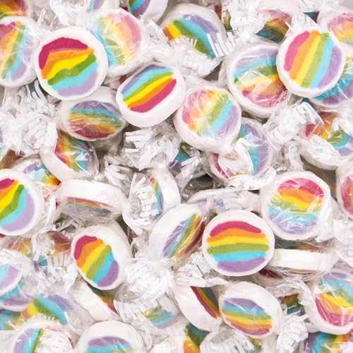 Rainbow-Bonbons zum Geburtstag, Party, Hochzeit 500g - handgewickelte Rocks-Bonbons mit Regenbogen Motiv - Tischdeko Nascherei Gastgeschenk von Kywië