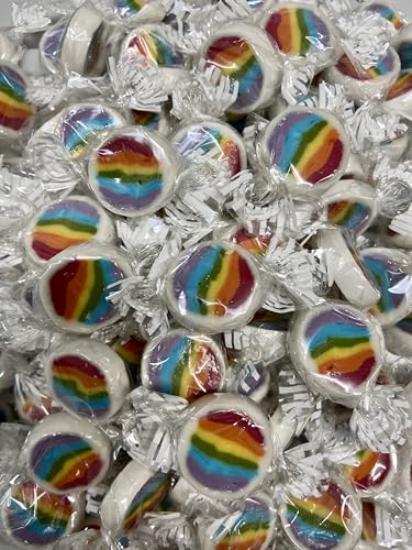Rainbow-Bonbons zum Geburtstag, Party, Hochzeit 500g - handgewickelte Rocks-Bonbons mit Regenbogen Motiv - Tischdeko Nascherei Gastgeschenk von Kywië