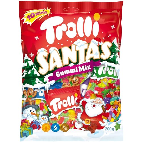 Trolli Santas Gummi Mix Minis 10er - Mini-Beutel mit Weihnachtsfiguren aus Fruchtgummi - 200g von Kywië