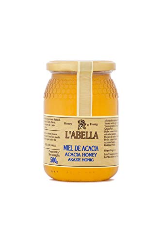 L'Abella Mel – 100% natürlicher Akazienhonig | Reiner Bienenhonig, handgefertigt von Imkern in Rumänien – Premiumprodukt – 500-g-Glas – glutenfrei von L'ABELLAMEL