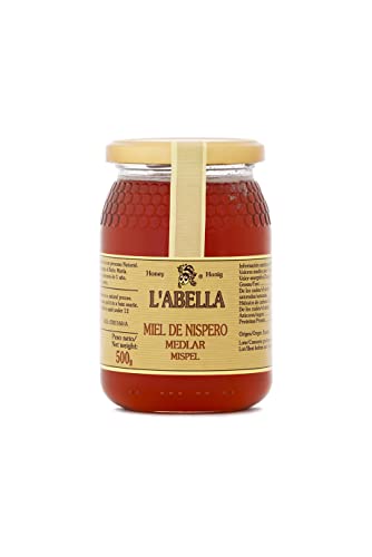 L'Abella Mel – 100% natürlicher Mispelblütenhonig | Reiner Bienenhonig, von Hand gesammelt an der Costa Blanca, Spanien – Premiumprodukt – 500-g-Glas – Glutenfrei von L'ABELLAMEL