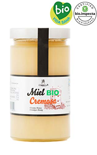 BIO Cremehonig aus Spanien - Premium Qualität - reines Naturprodukt - kaltgeschleudert - unfiltriert - süßer Geschmack aus dem Blumennektar - im Glas, Geschmack:Creme, Größe:900 g von L'Abella