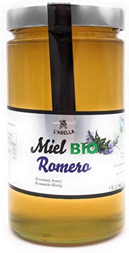 BIO Rosmarinhonig aus Spanien - Premium Qualität - reines Naturprodukt - kaltgeschleudert - unfiltriert - leicht und würziger Geschmack - im Glas, Größe:900 g, Geschmack:Rosmarin von L'ABELLAMEL