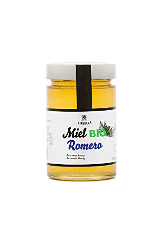 BIO Rosmarinhonig aus Spanien - Premium Qualität - reines Naturprodukt - kaltgeschleudert - unfiltriert - leicht und würziger Geschmack - im Glas, Größe:450 g, Geschmack:Rosmarin von L'ABELLAMEL