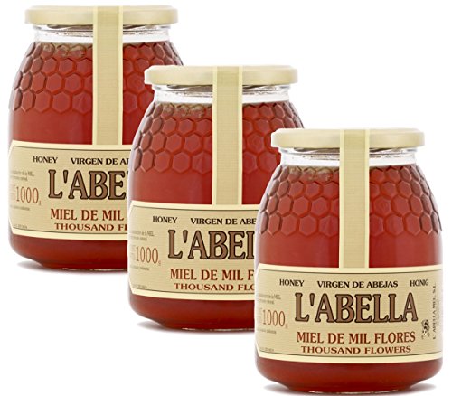 Blütenhonig aus Spanien - Premium Qualität - reines Naturprodukt - kaltgeschleudert - unfiltriert- süßer Geschmack aus dem Blumennektar- 3 x 1 Kg Glas, Größe:1000 g, Geschmack:Blüte Blütenhonig aus Spanien - Premium Qualität - reines Naturprodukt - kaltgeschleudert - unfiltriert- süßer Geschmack aus dem Blumennektar- 3 x 1 Kg Glas, Größe:1000 g, Geschmack:Blüte von L'Abella