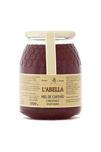 Edelkastanienhonig aus Spanien - beste Qualität - reines Naturprodukt - kaltgeschleudert - kräftig, herb und blumig - Duft der Kastanienblüte- im Glas, Größe:1000 ml, Geschmack:Kastanie von L'ABELLAMEL