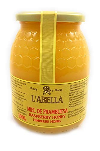 Himbeerblütenhonig aus Spanien - beste Qualität - reines Naturprodukt - kaltgeschleudert - sehr zartes und fruchtiges Aroma der Himbeerfrucht- im Glas, Größe:1000 ml, Geschmack:Himbeere von L'Abella