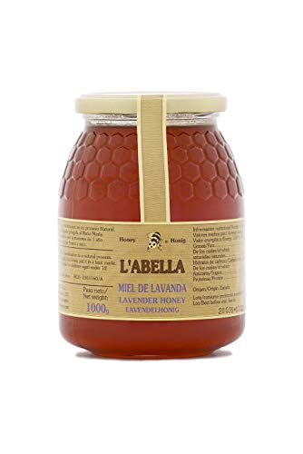 Lavendelhonig aus Spanien - Premium Qualität - reines Naturprodukt - kaltgeschleudert - unfiltriert - blumiger Geschmack der Lavendelfelder - im Glas, Größe:1000 g, Geschmack:Lavendel von L'ABELLAMEL