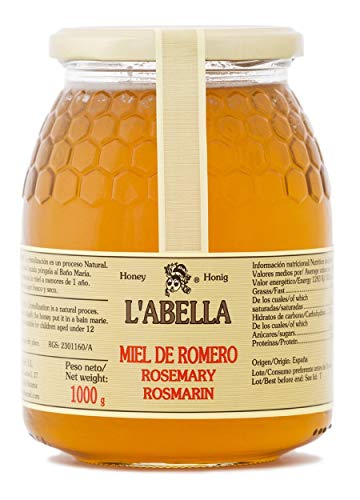 Rosmarinhonig aus Spanien - Premium Qualität - reines Naturprodukt - kaltgeschleudert - unfiltriert - leicht und würziger Geschmack - im Glas, Größe:1000 g, Geschmack:Rosmarin von L'Abella