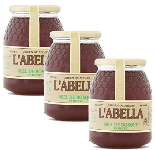 Waldhonig aus Spanien - Premium Qualität - aus Honigtau - reines Naturprodukt - kaltgeschleudert - unfiltriert- herb würziger Geschmack- 3 x 1 Kg Glas, Größe:1000 ml, Geschmack:Wald von L'Abella