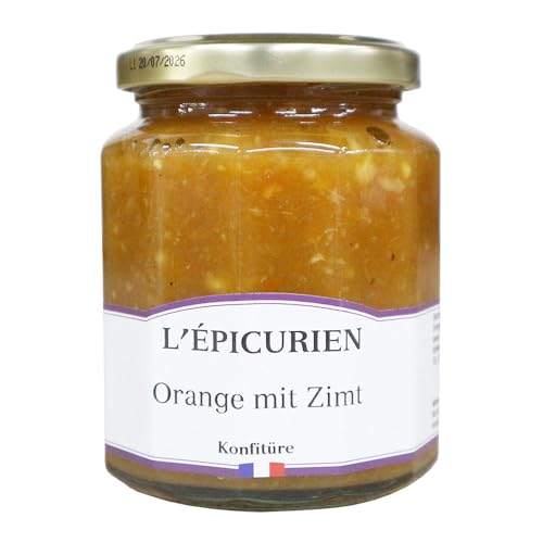 L'Épicurien | Konfitüre Orange mit Zimt | 60g Frucht je 100g | 320 g im Glas von L'Épicurien