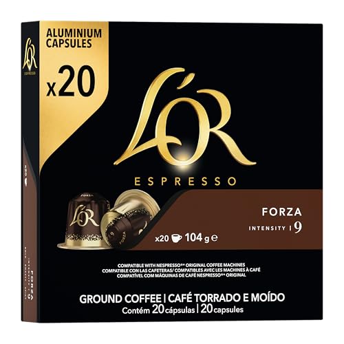 L'OR Espresso Forza 9, Kaffeekapseln Nespresso®* kompatibel (20 Kaffeepads), intensiv & vollmundig, Intensität 9/11 von L'OR