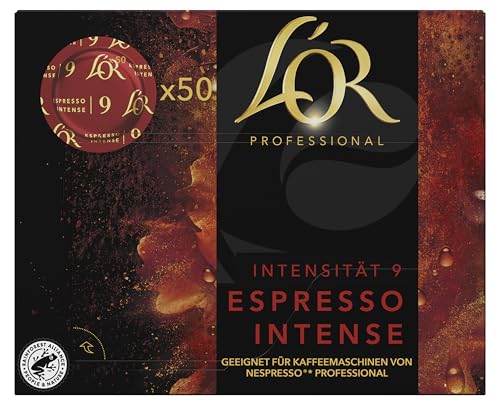 L'OR Suprême Espresso Intense 9, Kaffeekapseln Nespresso®* Pro kompatibel (50 Kaffeepads), schokoladig, Intensität 9/10 von L'OR