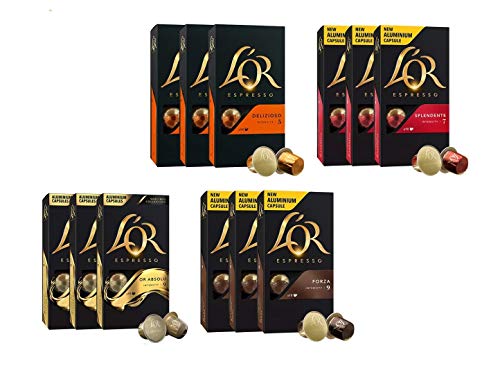 L'OR Espresso Kaffee Espresso Liebhaber Bündel - Nespresso®* kompatible Kaffeekapseln aus Aluminium - 12 Packungen mit 10 Kapseln (120 Getränke) von L'OR