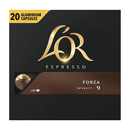 L'OR Espresso Kaffee Forza Intensität 9 - Nespresso®* kompatible Kaffeekapseln aus Aluminium - 5 Packungen mit 20 Kapseln (100 Getränke) von L'OR