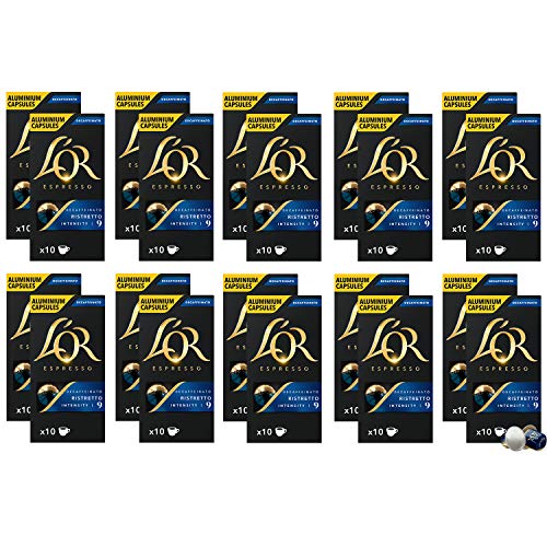 L’OR Espresso-Kaffee Ristretto Decaffeinato Intensität 9 - Nespresso® * -kompatible Aluminium-Kaffeekapseln - 20 Packungen mit 10 Kapseln (200 Getränke) von L'OR