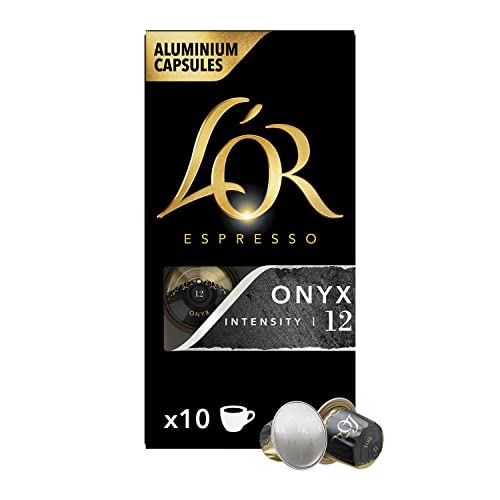 L'OR Espresso-Kaffeekapseln – Onyx – Core Collection – Intensität 12 – dunkle Schokolade und würziger Geschmack – eine Packung mit 10 Aluminium-Kaffeekapseln von L'OR