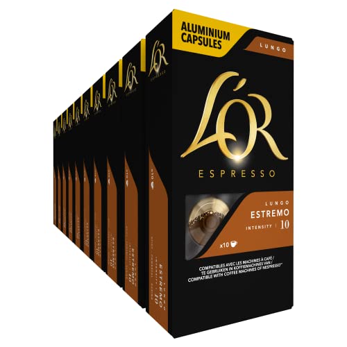 L'OR Kaffeekapseln Lungo Estremo, 100 Nespresso®* kompatible Kapseln, 10er Pack, 10 x 10 Getränke von L'OR