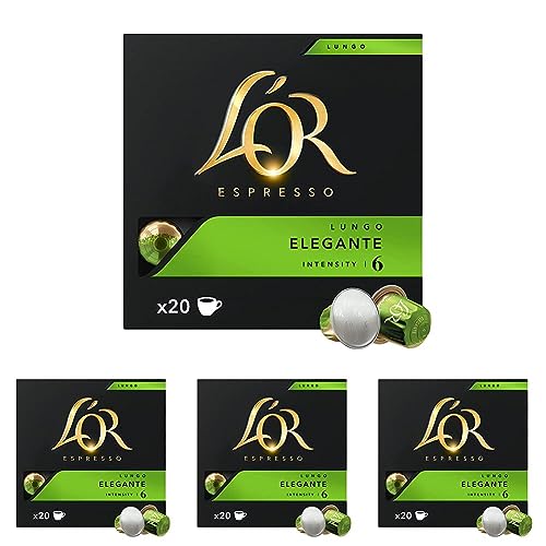 L'OR Lungo Elegante 6 Nespresso®*-kompatible Kapseln 1 x 20 Stück, 1 x 104g (Packung mit 4) von L'OR