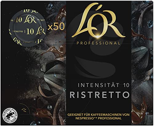 L'OR Supreme Nespresso®* Pro kompatible Kapseln, Pads, 50x Lor Ristretto Kaffeekapseln, Vorratspack (Intensität 10/10), nachhaltig zertifizierte Kaffeepads von L'OR